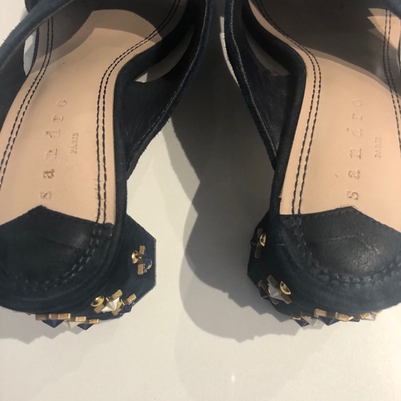 Sandro Suede Star Studded Mules - navy - Picture 5 of 6